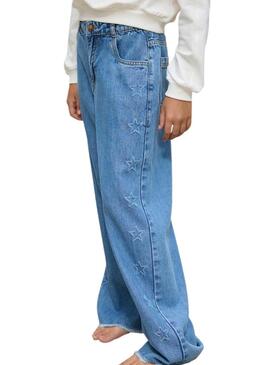 Pantaloni in denim blu con stelle per bambina Mayoral