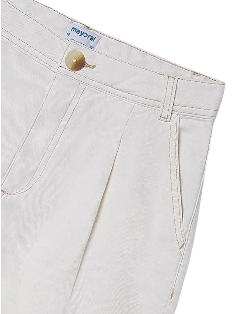 Pantaloni larghi Mayoral color crema per ragazza