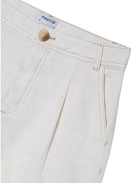 Pantaloni larghi Mayoral color crema per ragazza
