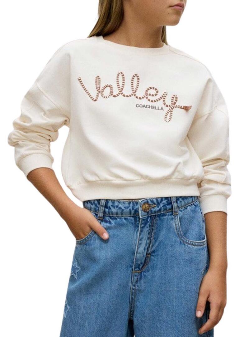 Felpa Mayoral beige ricamata per bambina