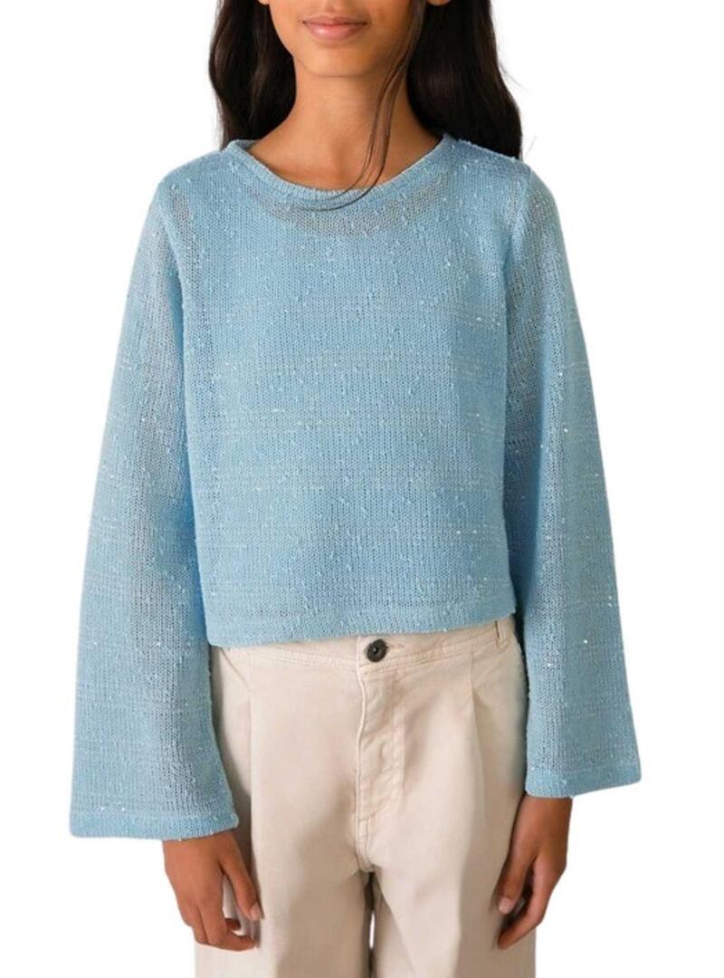 Maglia Mayoral a maglia fine blu cielo per ragazza