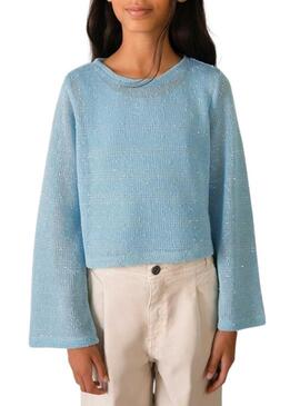 Maglia Mayoral a maglia fine blu cielo per ragazza