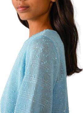 Maglia Mayoral a maglia fine blu cielo per ragazza