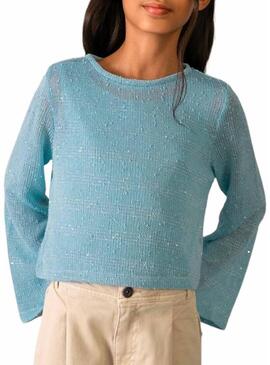 Maglia Mayoral a maglia fine blu cielo per ragazza