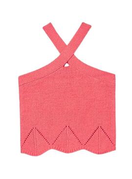 Maglia a croce in maglia corallo per ragazza