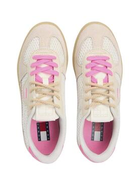 Scarpe Tommy Jeans The Greenwich Edge Knit beige e rosa per donna