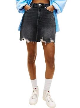 Gonna corta Tommy Jeans Mom nera da donna.