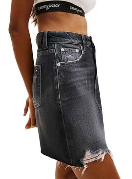 Gonna corta Tommy Jeans Mom nera da donna.