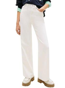 Pantaloni in denim Tommy Jeans Claire bianchi per donna