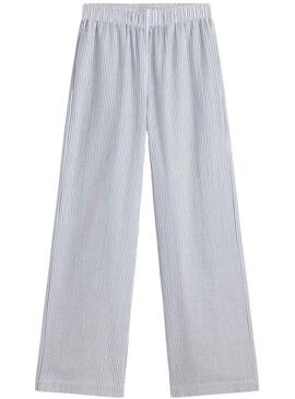 Pantaloni Ecoalf Moss a righe blu e bianche stampate per donna.