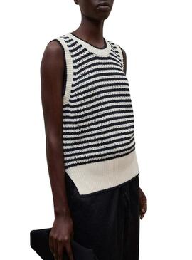 Maglia Ecoalf Tulip beige a righe per donna.