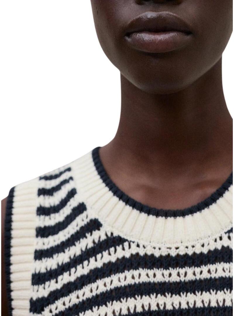 Maglia Ecoalf Tulip beige a righe per donna.