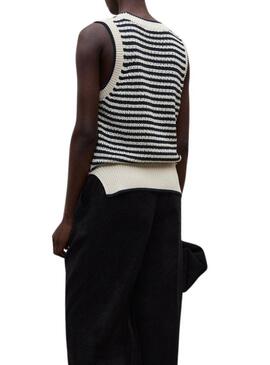 Maglia Ecoalf Tulip beige a righe per donna.