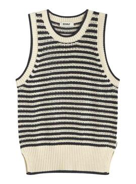 Maglia Ecoalf Tulip beige a righe per donna.