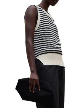 Maglia Ecoalf Tulip beige a righe per donna.