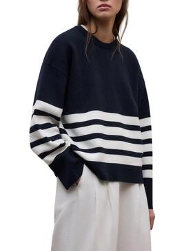 Maglia a righe blu marino Ecoalf Koa per donna