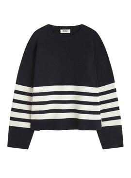 Maglia a righe blu marino Ecoalf Koa per donna