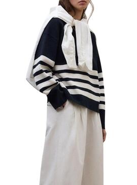 Maglia a righe blu marino Ecoalf Koa per donna