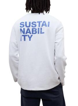 Maglietta Ecoalf a manica lunga Sustano bianca per uomo