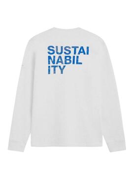 Maglietta Ecoalf a manica lunga Sustano bianca per uomo