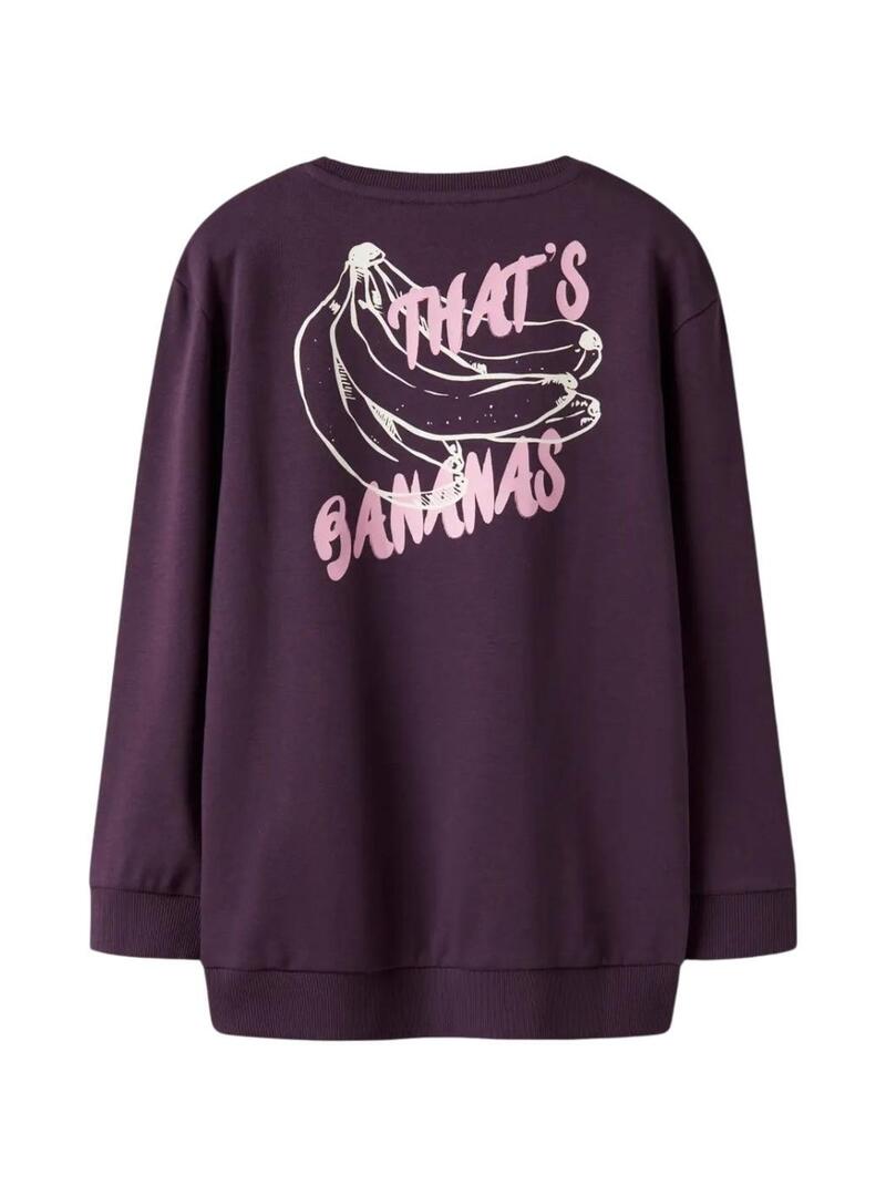 Felpa Name It Bellis con stampa di banane viola per bambina.