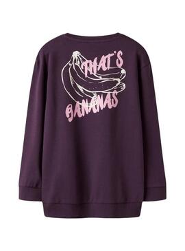 Felpa Name It Bellis con stampa di banane viola per bambina.
