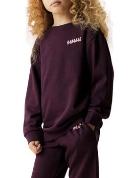 Felpa Name It Bellis con stampa di banane viola per bambina.