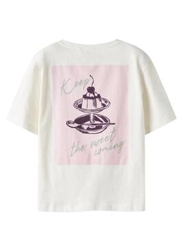 Maglietta Name It Bena con stampa grafica color crema per bambina