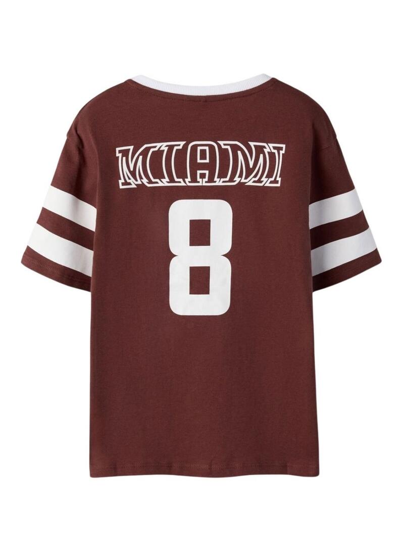 Maglietta Name It Thomas stile college marrone per bambino.