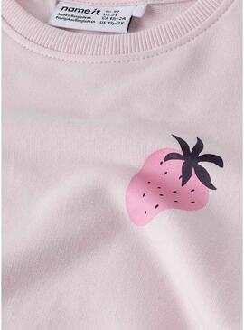 Felpa Name It Bissine con dettaglio fragola rosa chiaro per ragazza