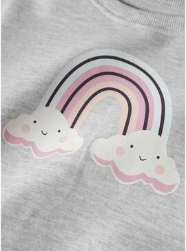Felpa Name It Bissine arcobaleno grigio chiaro per ragazza