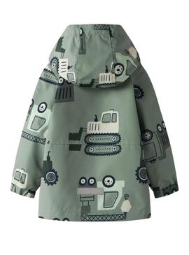 Impermeabile Name It Max stampato con macchine verde salvia per bambino