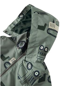 Impermeabile Name It Max stampato con macchine verde salvia per bambino