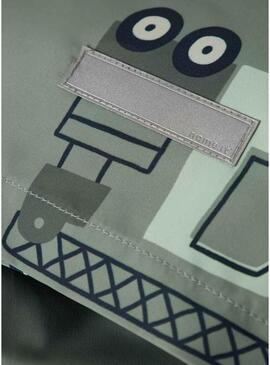 Impermeabile Name It Max stampato con macchine verde salvia per bambino