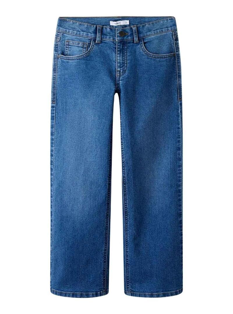 Pantaloni Name It Frose a gamba larga blu medio per ragazza