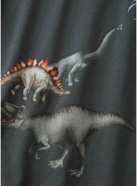 Maglietta Name It Bart con stampa di dinosauri grigio antracite per ragazzi