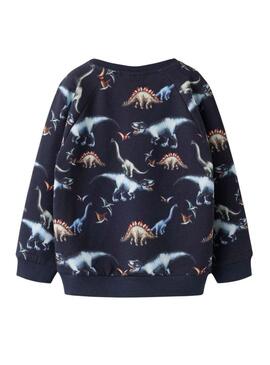 Felpa Name It Bertil con stampa di dinosauri blu scuro per bambino.
