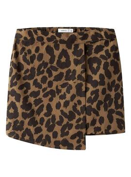 Pantaloncini corti Name It stampati animalier marrone per bambina