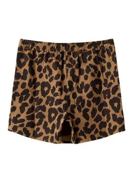 Pantaloncini corti Name It stampati animalier marrone per bambina