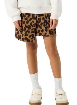 Pantaloncini corti Name It stampati animalier marrone per bambina