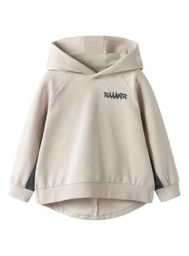 Felpa con cappuccio Name It beige con dinosauro per ragazzo