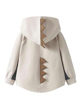 Felpa con cappuccio Name It beige con dinosauro per ragazzo
