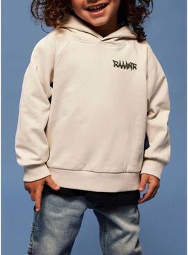 Felpa con cappuccio Name It beige con dinosauro per ragazzo