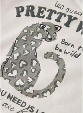 Maglietta Name It stampata animalier color crema per bambina