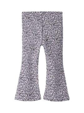 Pantaloni flare Name It stampati a cuori lilla per ragazze