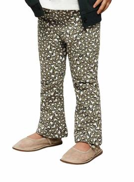 Pantaloni a zampa Name It stampati con cuori verdi per ragazza.