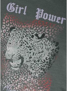 Felpa Name It girl power verde scuro per bambina