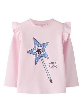 Maglietta Name It con bacchetta magica rosa per bambina.