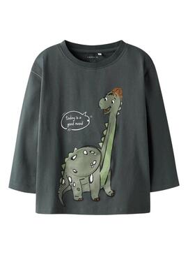 Maglietta Name It dinosauro verde scuro per bambino