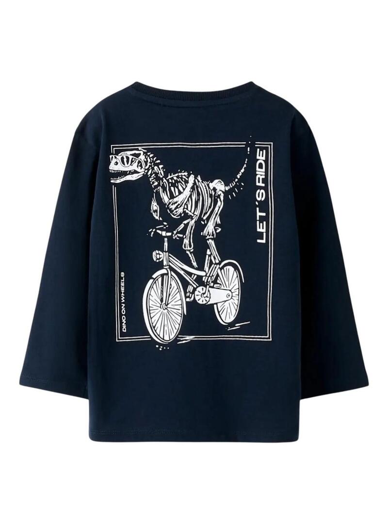 Maglietta Name It dinosauro bicicletta blu scuro per ragazzo
